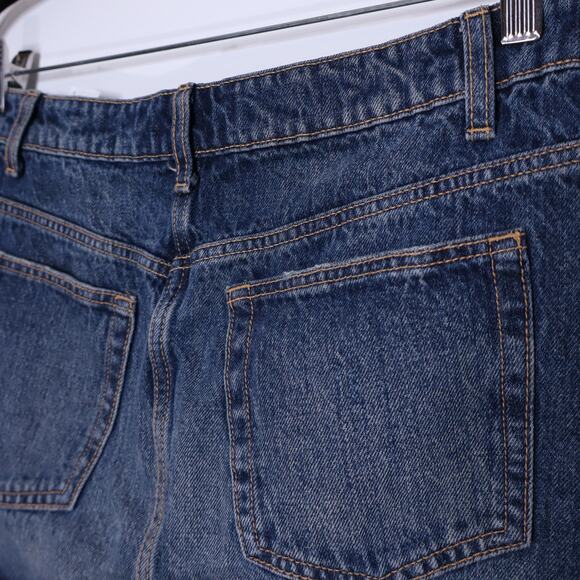 ZARA Denim Mini Skirt Dark Washed Sea Blue Mid Rise Button Fly Casual Women's S - Picture 6 of 12